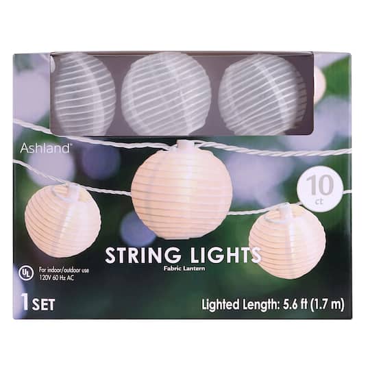 10ct. White Fabric Lantern&#xA0;String Lights By Ashland&#x2122;